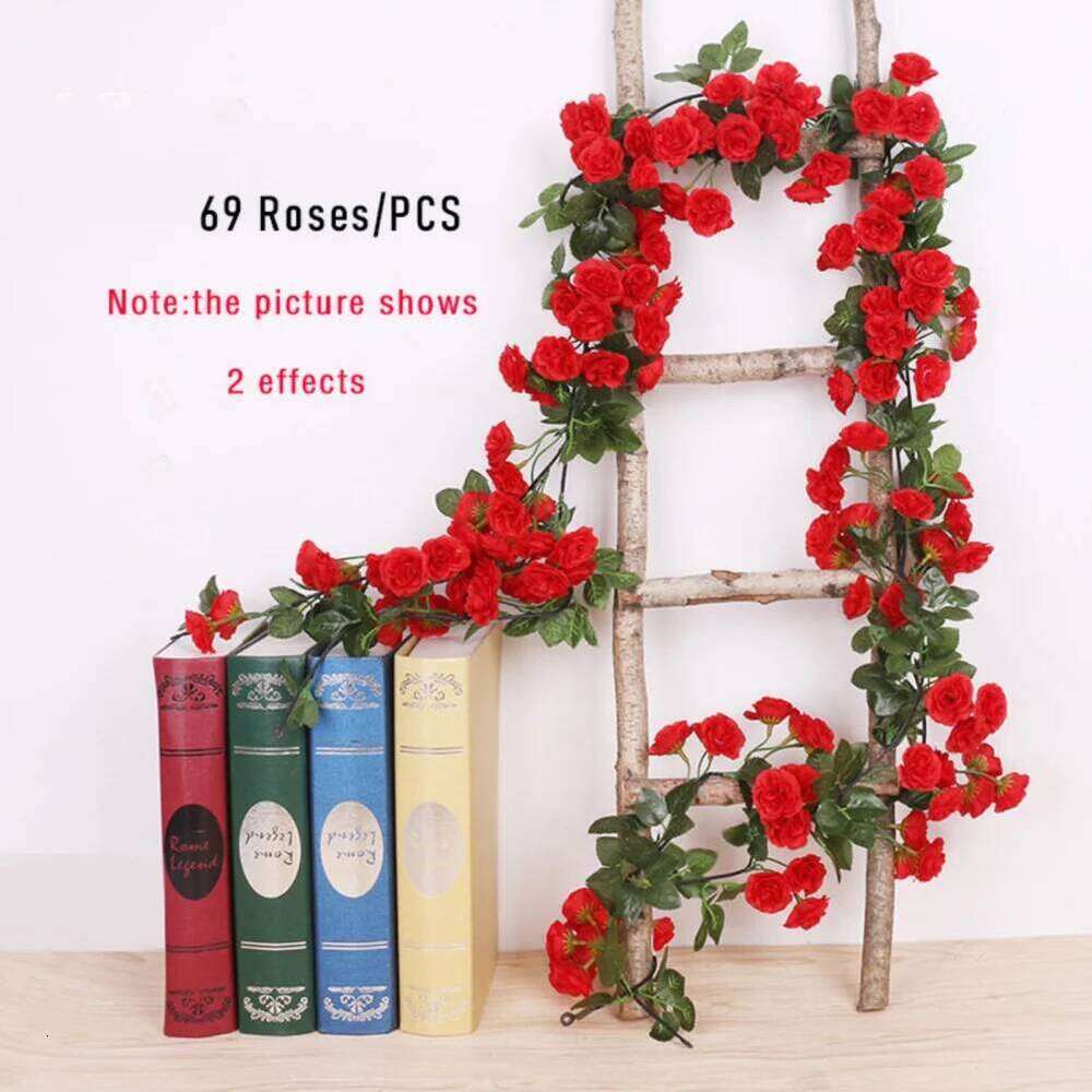 1pcs Artificial Flowers Rose DIY Wedding Decoration Fake Flower Home Room Decor Wall Hanging Garland Plants Vine Y260130