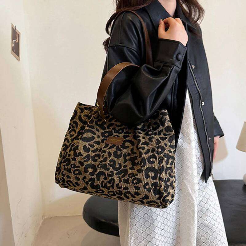Women's Large Capacity Fashion Handbags Leopard Design Versatile Underarm & Shoulder Tote Female Shopper Bags Z260130