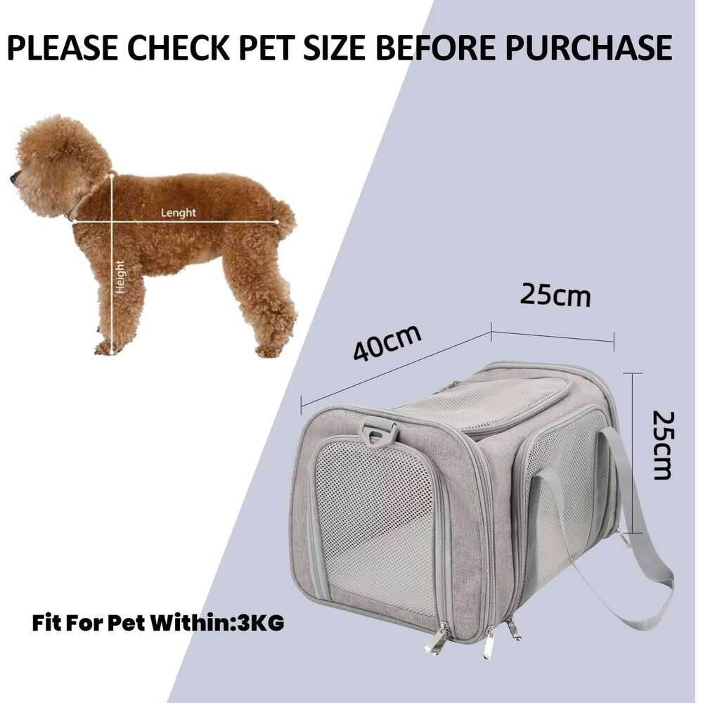Portable Dog Bag for Small Medium Cats Dogs,Airline Approved Soft Sided, Collapsible Travel Puppy Carrier 26H0130