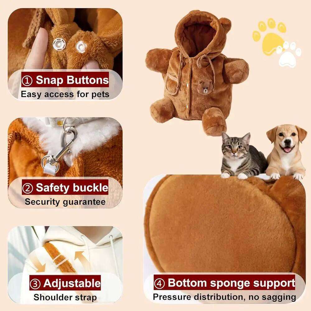 Cozy Plush Dog Purse Carrier with Secure Harness Clip Dogs Tote Bag for Small Puppy Up to 14.5 LBS Soft Sided Folding Washable B 26H0130