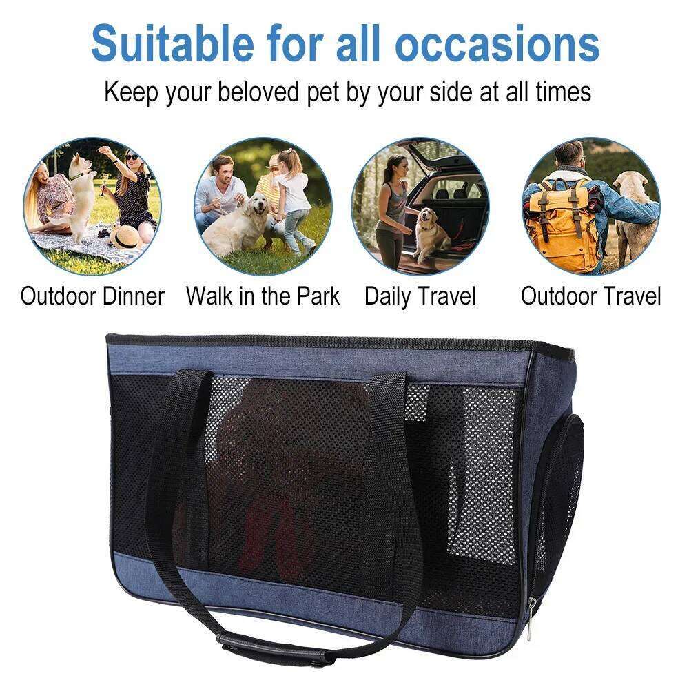 Carrier Soft Side Backpack Cat Carriers Dog Bags Collapsible Travel Pet Outing Bag 26H0130