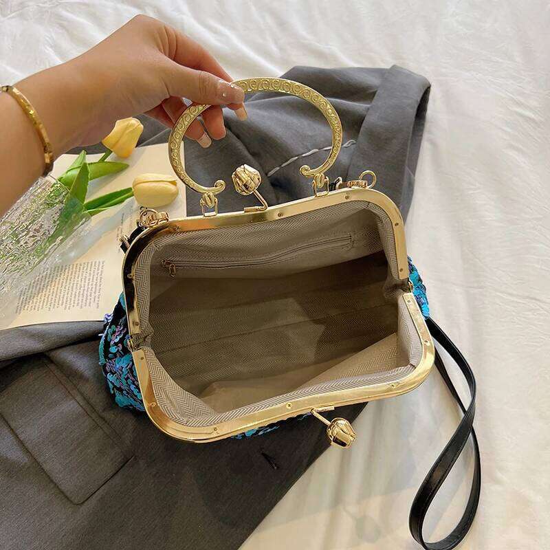 Luxury Women Handbag Sequin Flowers Clip Crossbody Purse New Ladies Shoulder Shell Fashion Lady Evening Bag Satchel KABAHEBINGJUE