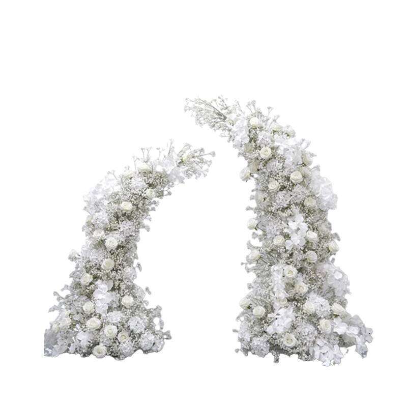 Arrangement Brand new Gypsophila Rose Flower Row ox Horn Arch Wedding Backdrop Decor Floral Wall Party Prop Stage Window Display Y260130