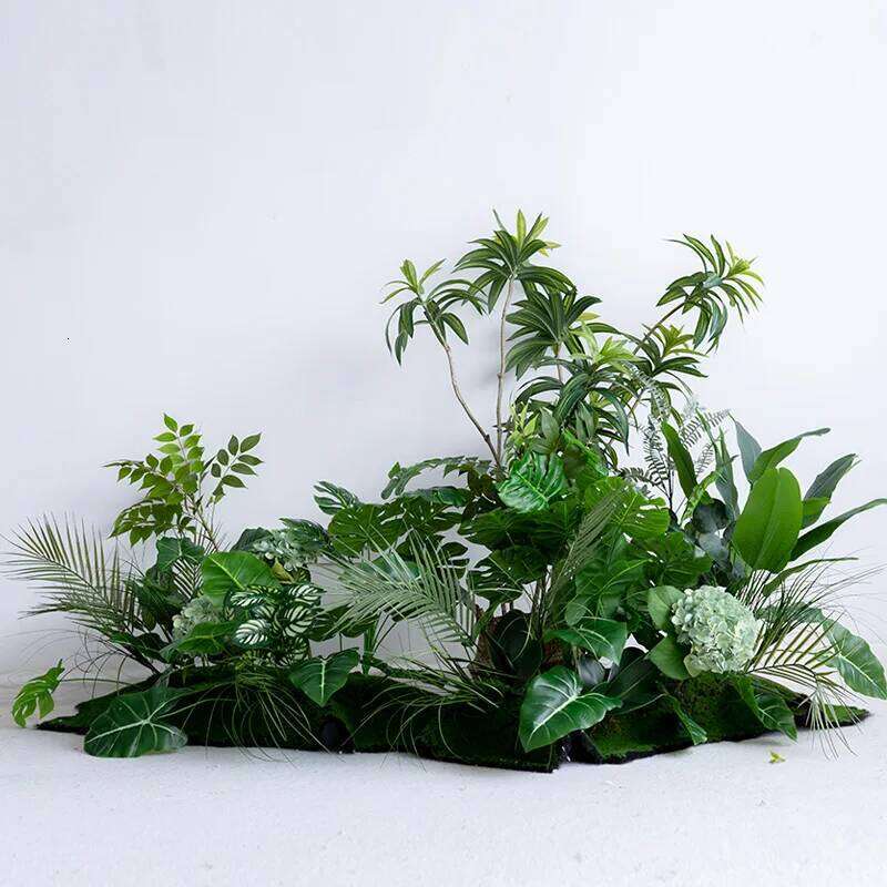 Fern Green Plants Grass Hydrangea Row Outdoor Wedding Backdrop Decor Floral Arrangement Road Lead Floor Flower Party Prop Y260130