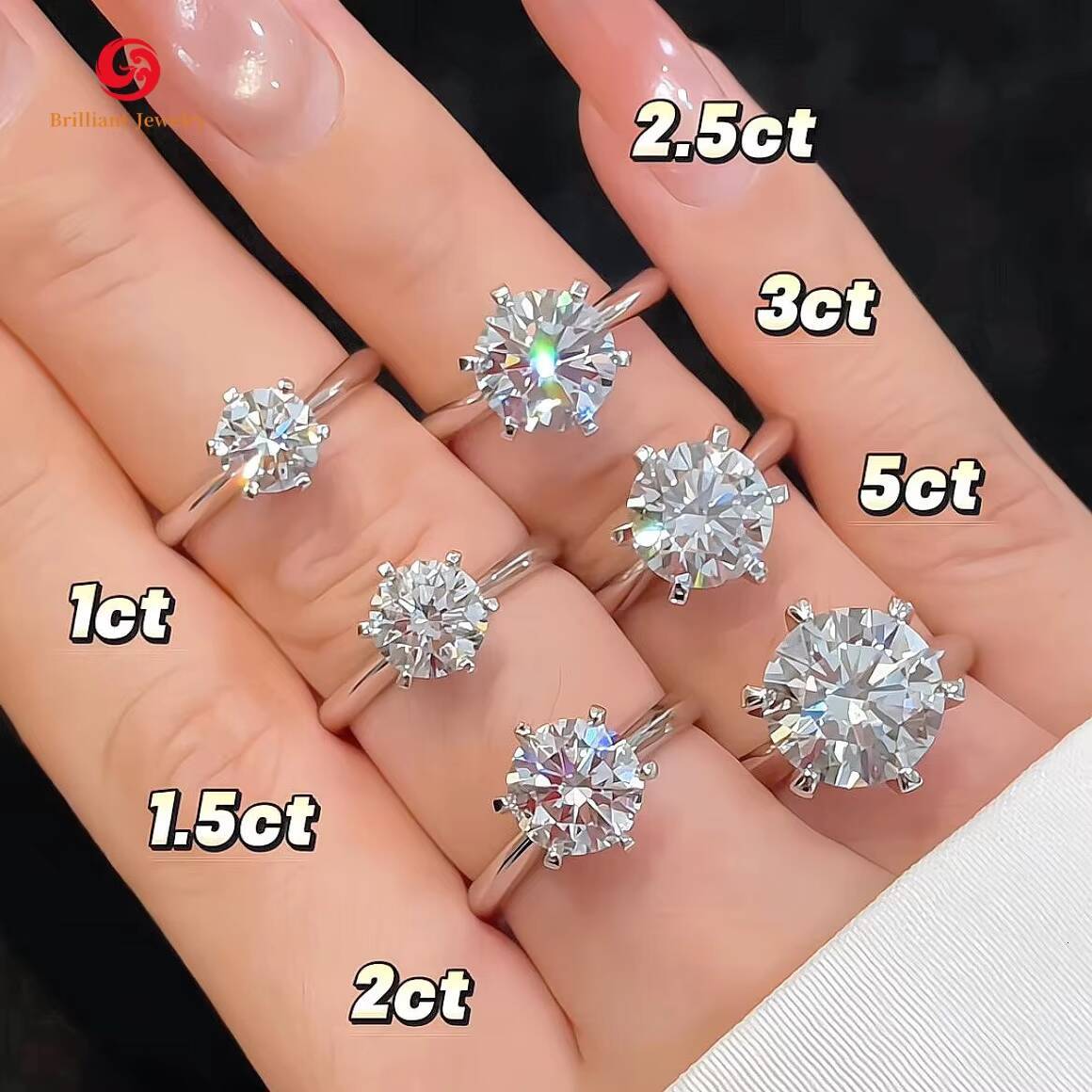 18K Solid Gold Engagement Wedding Ring Custom DEF VS VVS Round Cut GIA IGI Lab Grown Diamond Rings