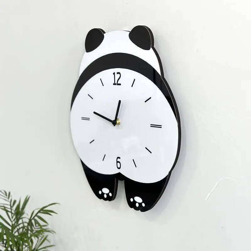 Panda Swing Creative Cartoon Wall Simple and Modern Living Room, New Home Wall-mounted Clock, Silent Dining Room Clock W260130