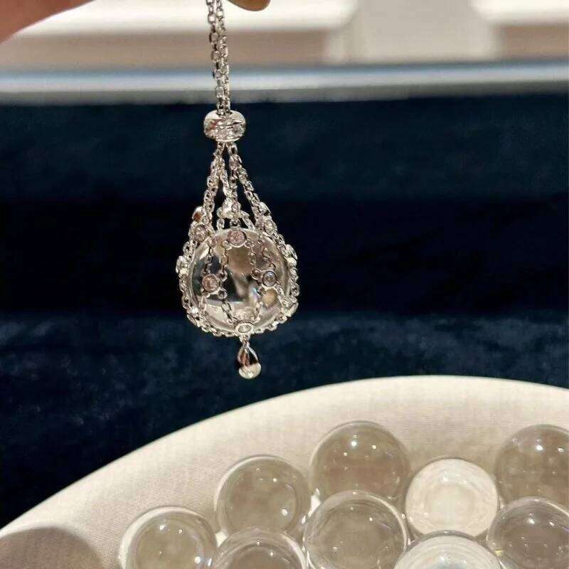 VIVILADY Tibetan Silver Transparent Glass Bead Star Zircon Pendant Necklace for Women Fashion Jewelry Minimalist Accessories