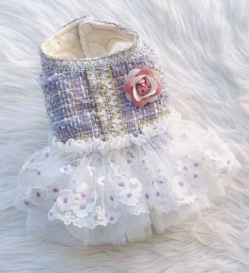 Cotton Knitted Winter Puppy Coat Lace Chihuahua Skirt Pet Clothes Dog Dresses for Small Dogs H260129