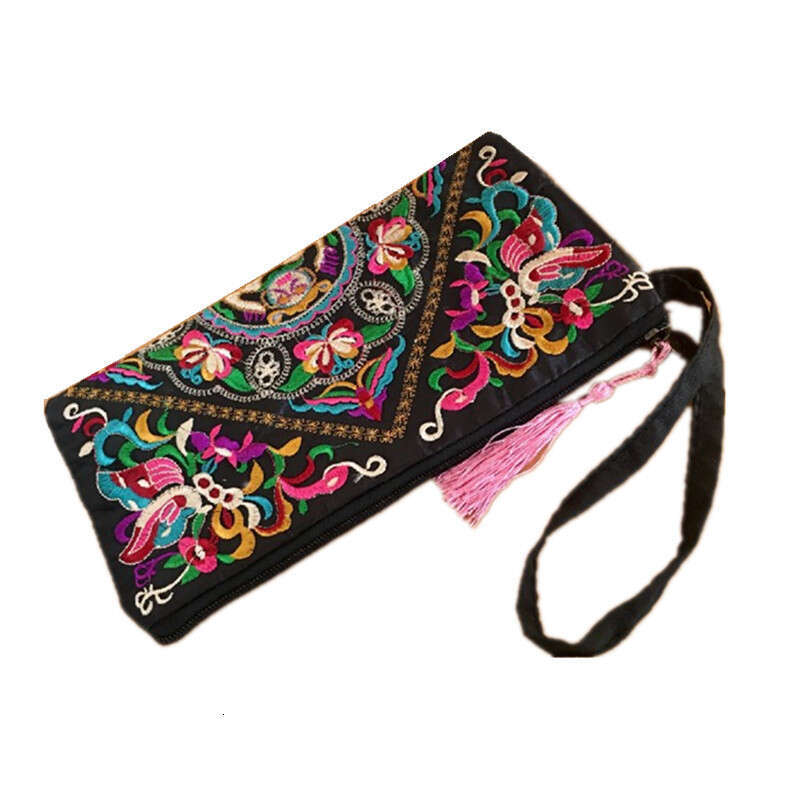 Ethnic Style Women's Clutch Fashion Exquisite Satin Embroidered Wallet