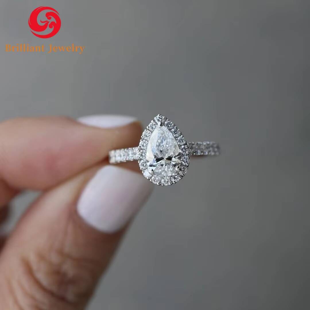 GIA IGI Certified CVD VVS Lab Grown Created Diamond Pear Cut 3ct 5ct 18K Solid Gold Rings Engagement Ring for Women