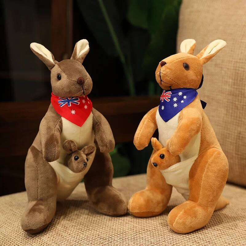 Lifelike Scarf Mum With Baby Plush Kids Toy Simulation Australian Animals Kangaroo Plushie Funny Gift for Children Y260128