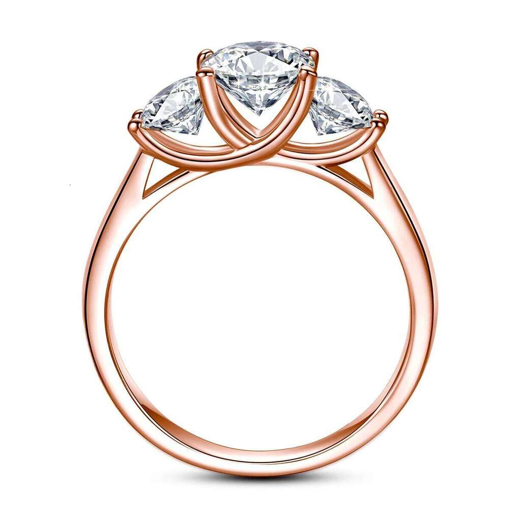 Certified 3 Stone Cat Totem Moissanite Rings For Women Total Is 2ct Genuine Sterling Silver 925 Luxury Wedding Jewelry Trend Hot XJ260130