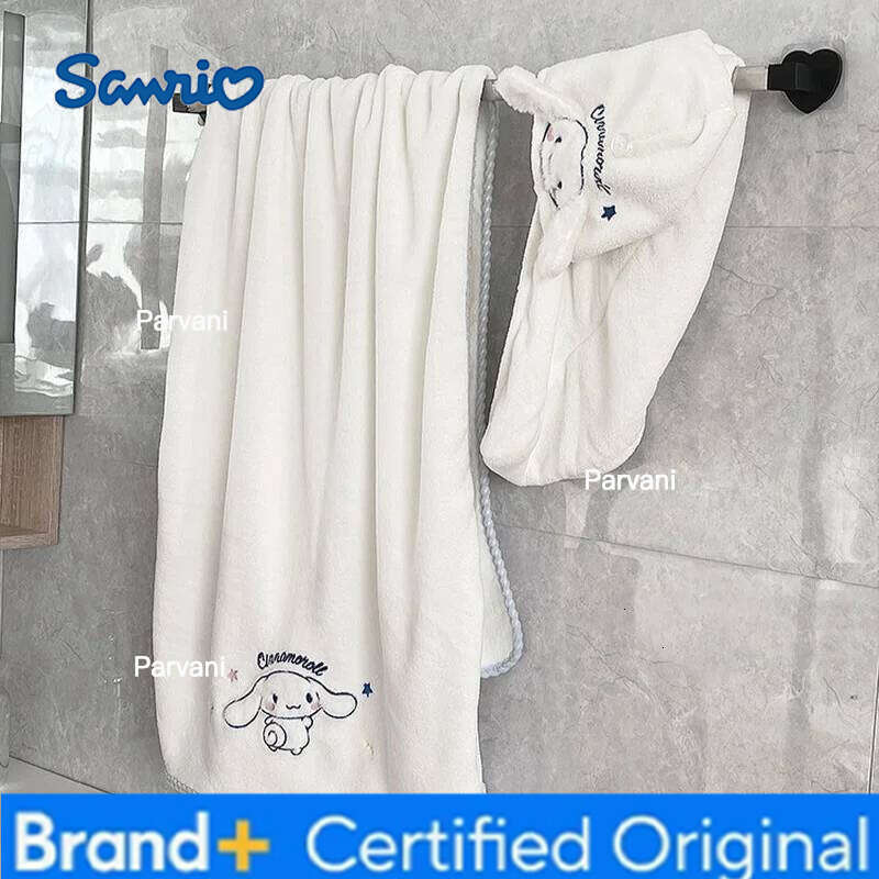 Sanrio Hello Kitty Cinnamoroll Kuromi Facial Wash Towel With Dry Hair Cap Suitable Women Can Wrapped Adult Children Cartoon Bath Towels H260130