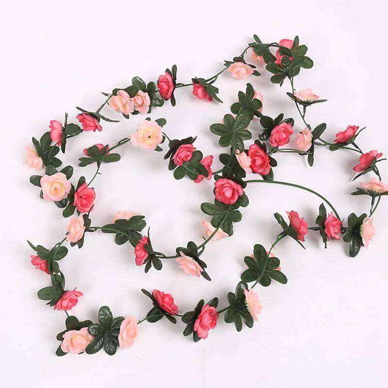 250 cm / 99 inch 45 silk roses wedding ivy vine artificial flowers arched decoration with green leaves wall h W260130