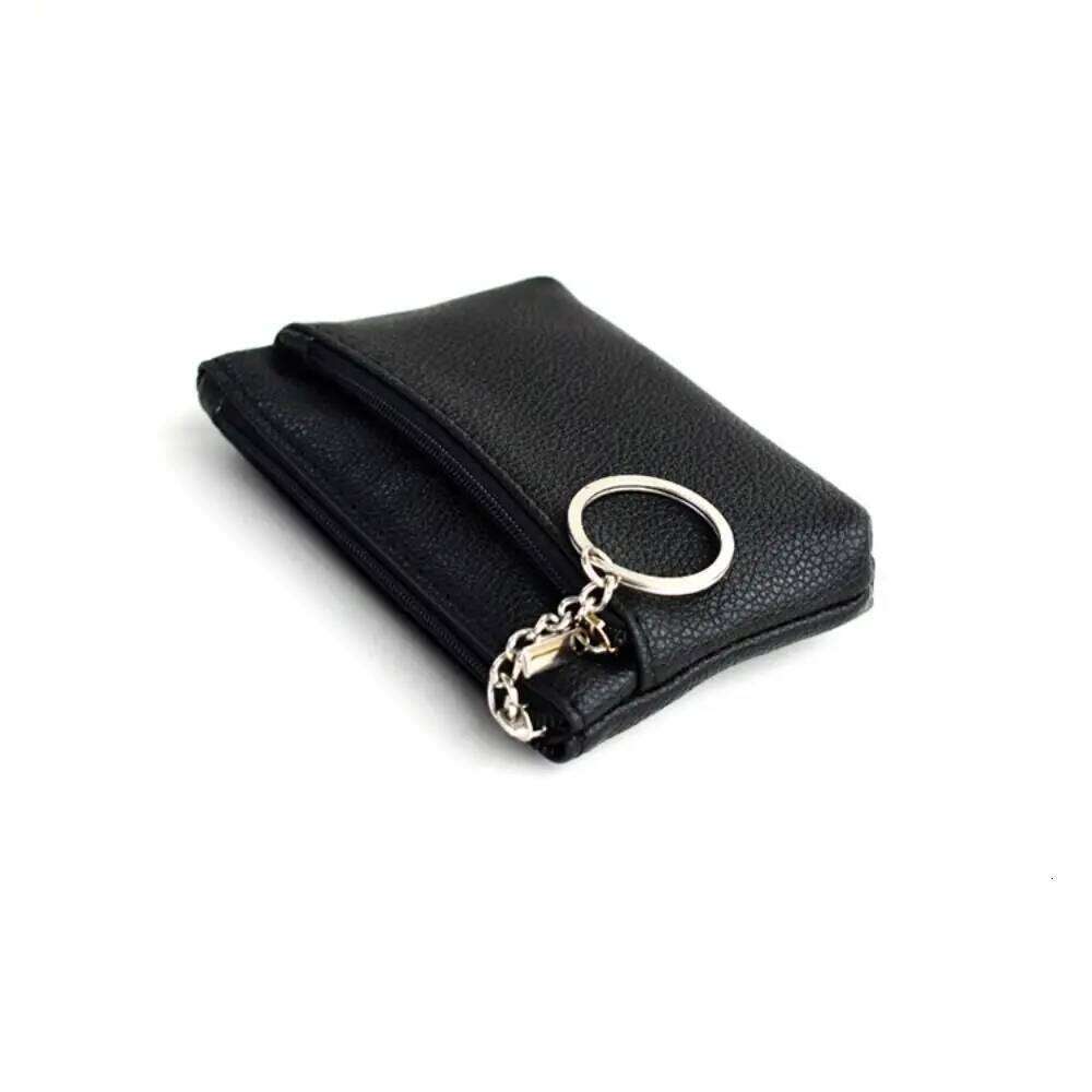Zipper PU Leather Coin Credit Holder Pure Color Mini Change Purse Card Pocket with Key Ring Short Wallet Outdoor Z260130