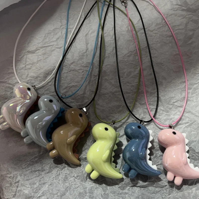 Sweet Cute Elephant Dinosaur Pendant Necklace for Women Men Fashion Rope Chain Necklace Vintage Y2K Jewelry Accessories 260120