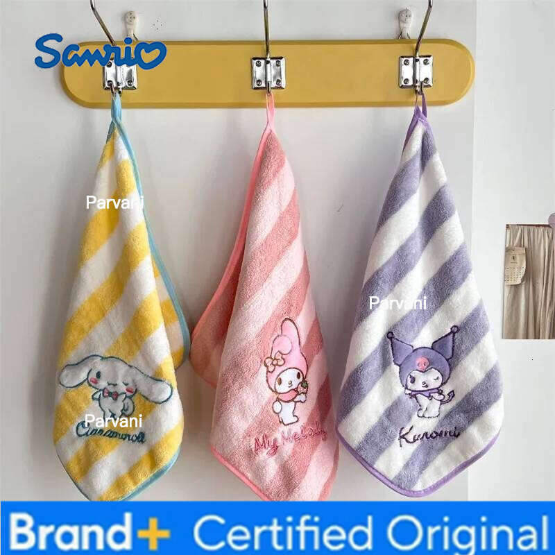 Sanrio Hand Towel Kuromi My Melody Cinnamoroll Anime Figures Cartoon Strong Water Absorption Towels Kawaii Children Gifts H260130