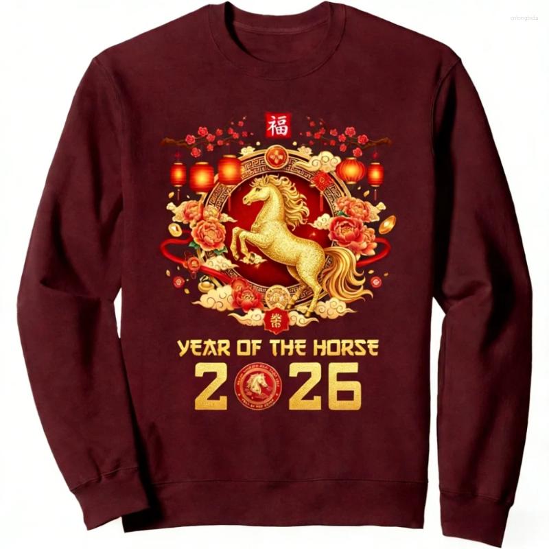 Men's Hoodies Chinese Year Unisex Pullover 2026 Of The Horse Sweatshirt Latest Trendy Style Fashion Streetwear Men Women Clothing