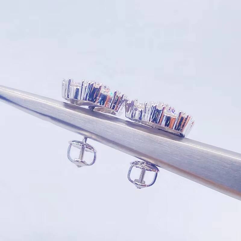 Pass Diamond Tester Round Brilliant Cut D Color Vvs1 Genuine Moissanite Earrings 925 Sterling Silver Classic Hip Hop Earring