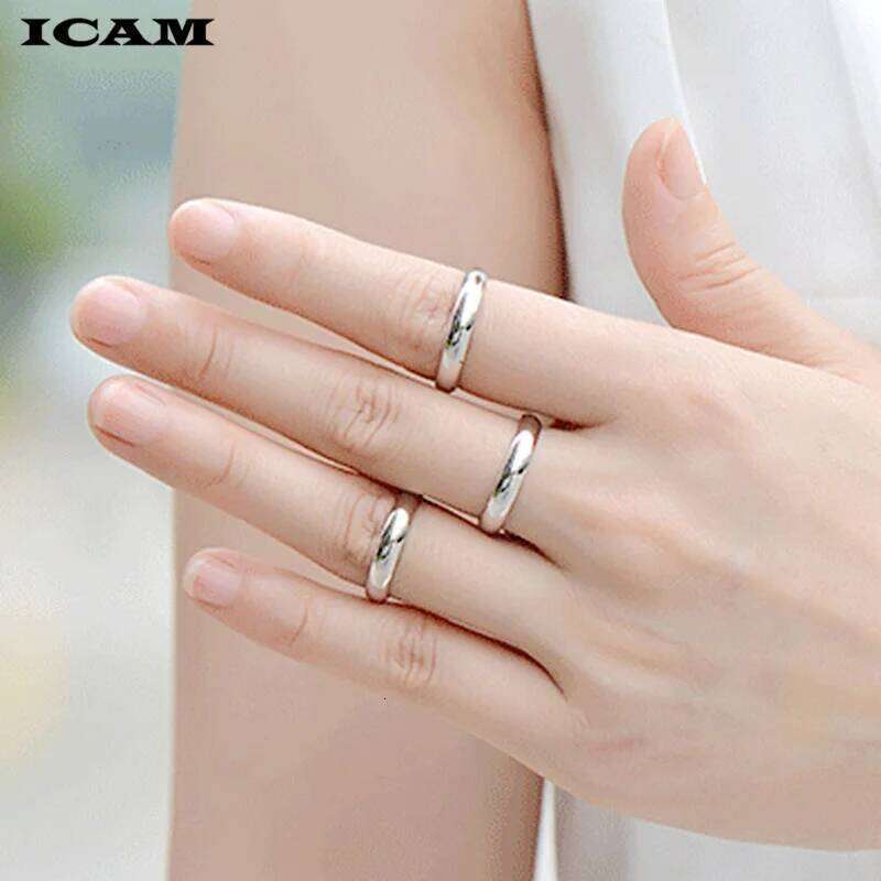 ICAM Fashion jewelry Simple Glossy Mirror Titanium Steel Couple Ring for women men XJ260130