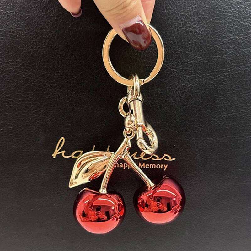 Fashion Glitter Mirror Face Red Cherry Pendant For Handbag Shoulder Bags Women's Keychain Bag Charms Accessories Gift Z260130