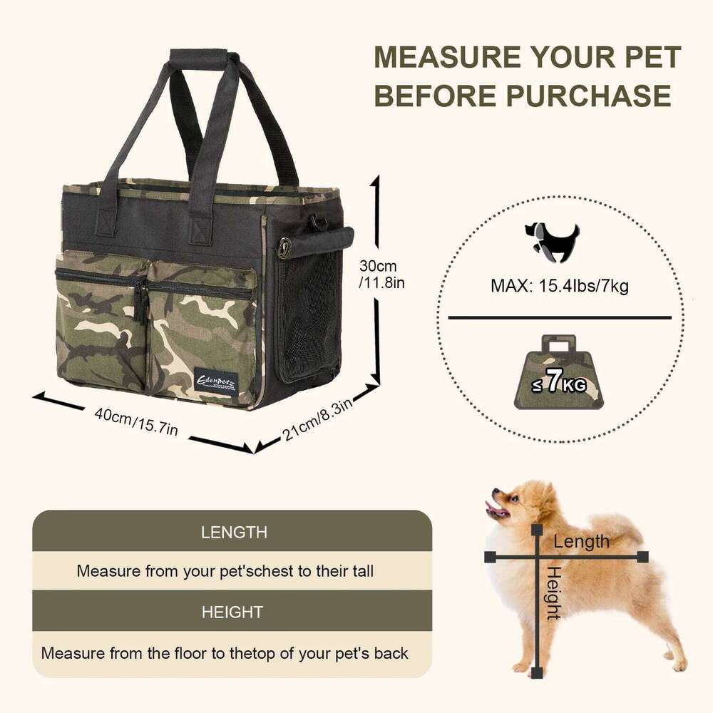 Pet Dog Carrier With 7kg Capacity,Camouflage Style Soft Comfort Handbag,Cat Outdoor Travel Shoulder Bag 26H0130
