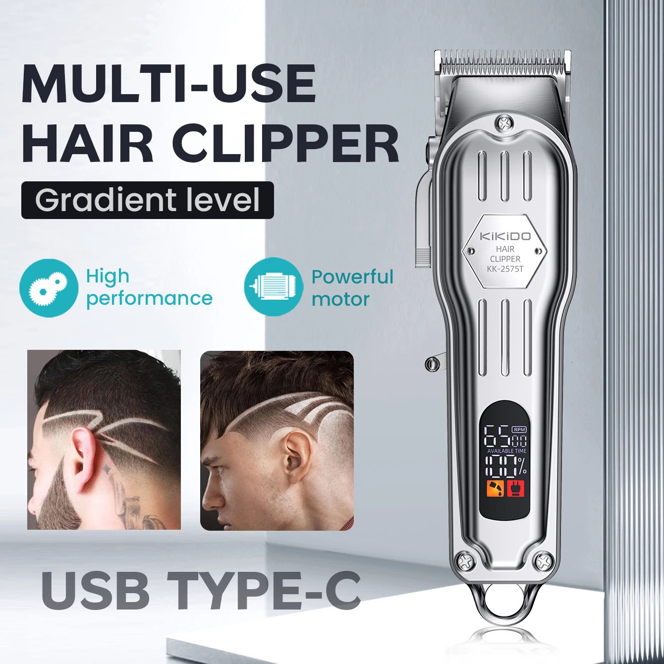 Professional Barber Men Electric Hair Trimmer 2000mAh Rechargeable Hair Clipper Adjustable Trimming Length Cordless Beard Shaver 260129