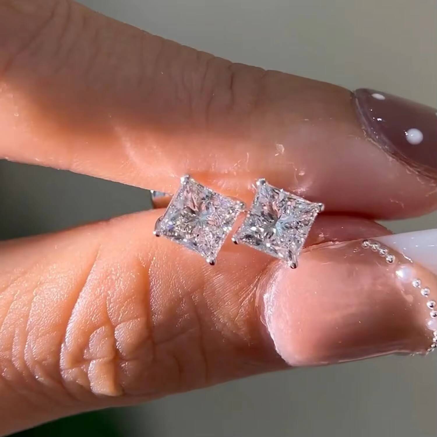 18K Gold Stud Earrings 05ct Princess Cut Diamond Earring Solid Gold Stud Earrings Solitaire Stud Earrings