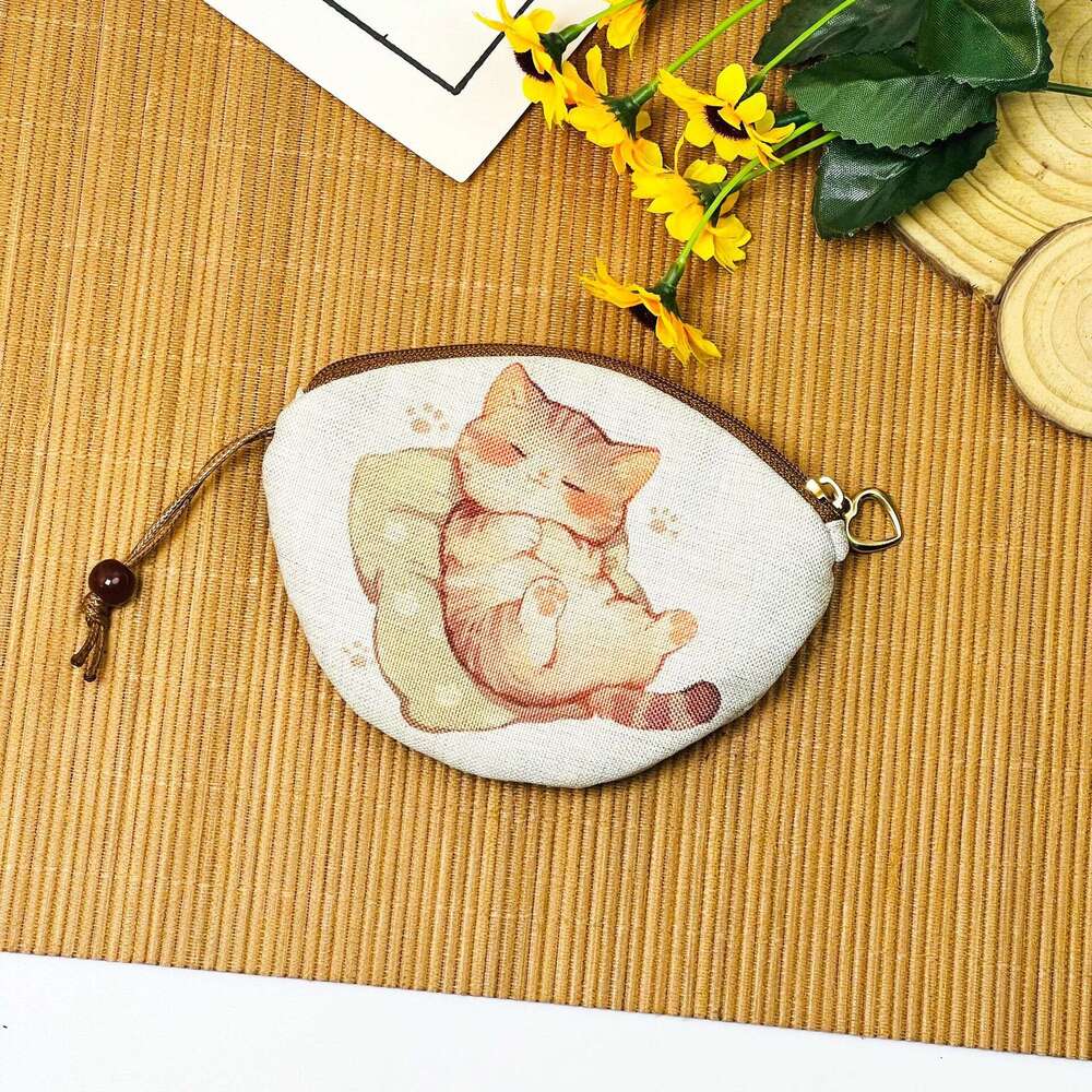 Hot-Selling Digital Print Coin Purse Pull-Out Mini Bag Chinese Style Handmade Fabric Cartoon Card Holder MASA