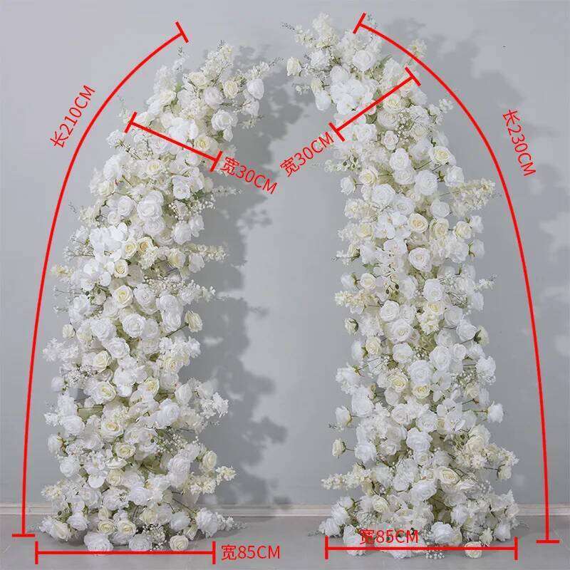 White Rose Orchid Hyacinth Floral Arrangement Decor Horn Arch Wedding Backdrop Floor Flower Row Event Stage Banquet Party Props Y260130