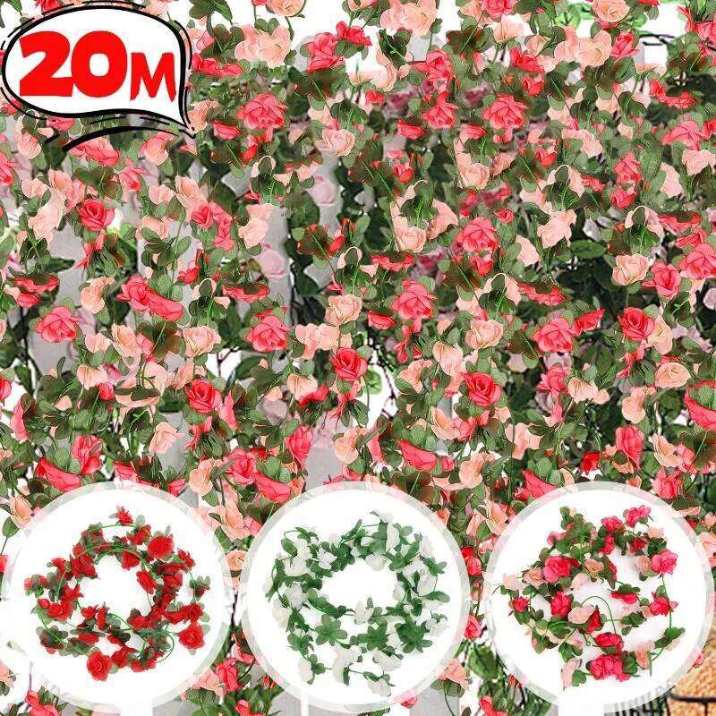Artificial Flowers Vine Strips Red White Pink Rose Silk Flower Fake Plants Home Room Wedding Wall Hanging Garden Arch Decor W260130