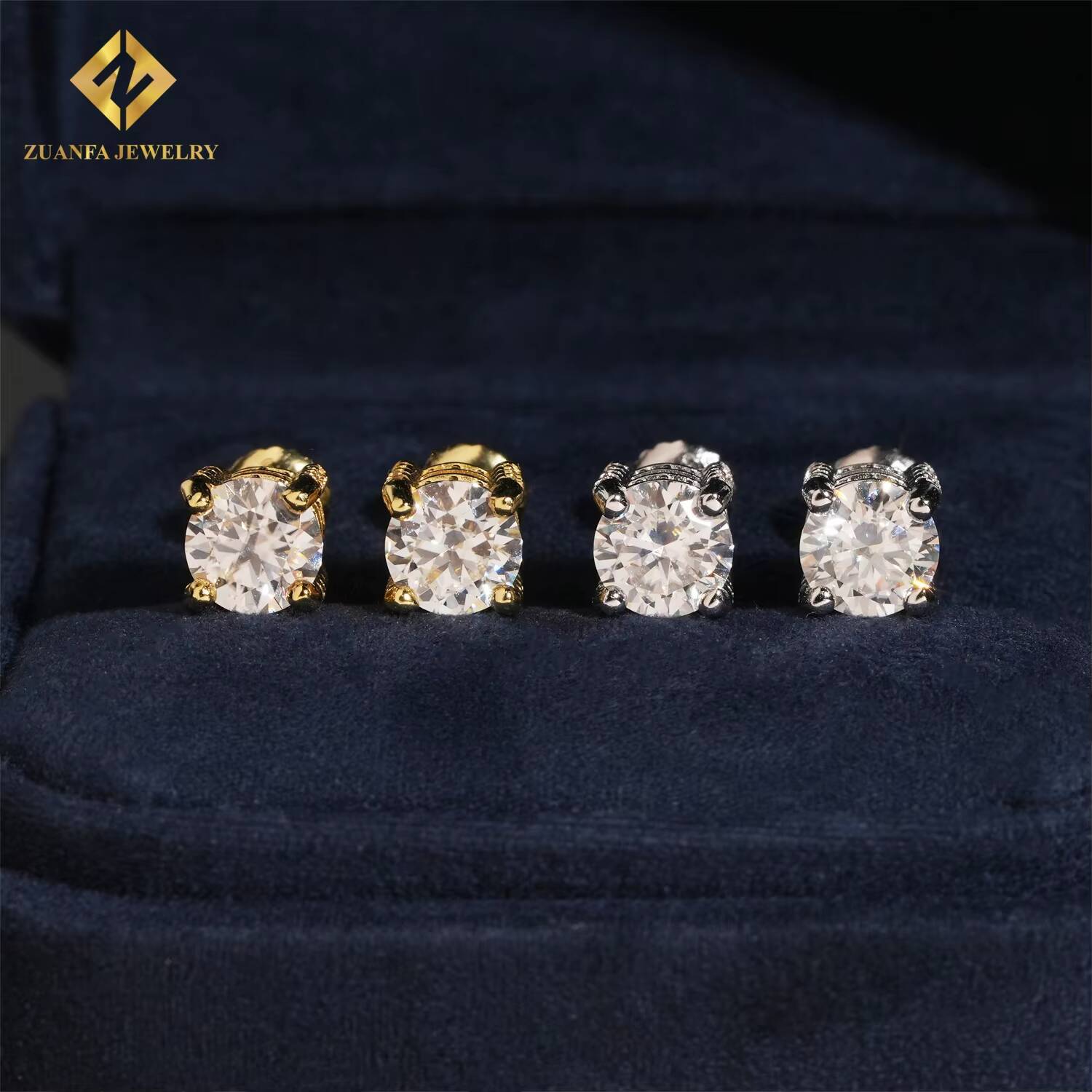 Ready to Ship 925 Silver 65mm VVS Moissanite 4 Prong Hip Hop Jewelry Earrings Iced Out Diamond Screw Back Ear Studs Men Women