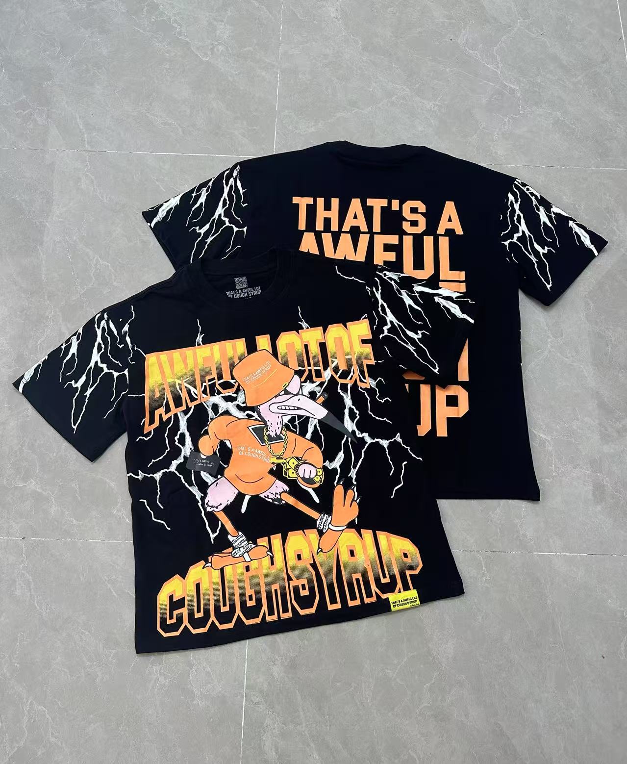 Men's T Shirts THAT'S A AWFUL LOT OF COUGH SYRUP Short Sleeve Washed Cotton T-shirt Summer High-quality Hip-hop Trend Short Sleeve Casual