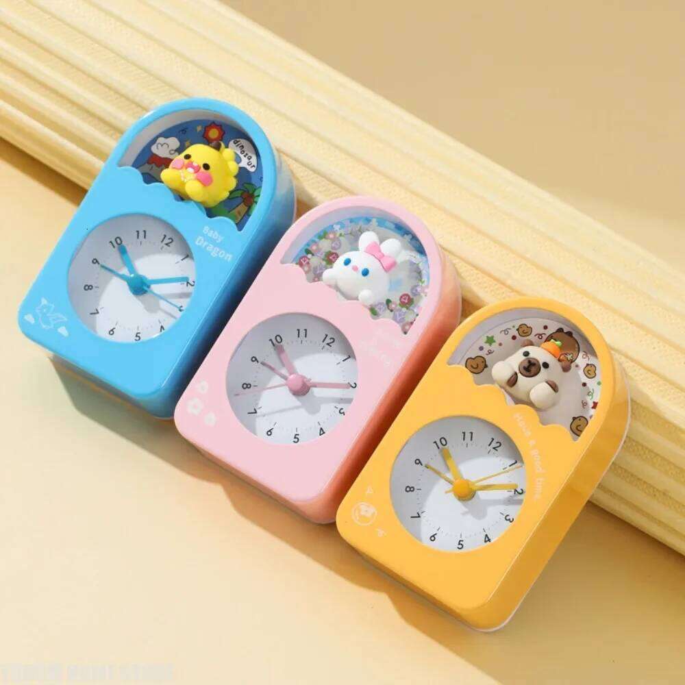 Ins Style Adorable Desk Mini Cartoon Characters, Silent, Sports-Style Anti-Wear & Shockproof Shell, Kids Alarm Clock W260130