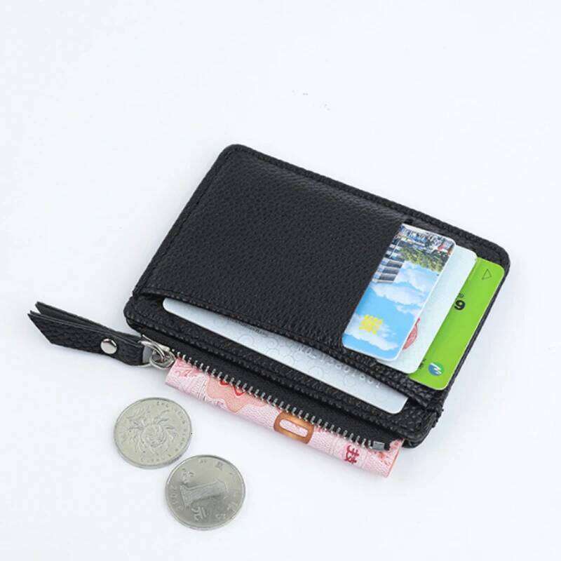 Fashion Mini ID Holders Bags Men/Women Business Credit Holder PU Leather Slim Bank Card Case Organizer Wallet Zipper Z260130