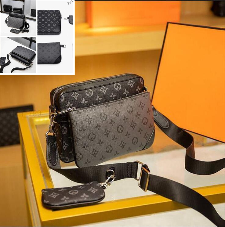 Luxurys Designer bags men Leather Black Flowers Messenger Purse Crossbody Bags Shopping Bag Plain Shoulder bag Handbags Women Wallets purse tote bag M46255 N42710