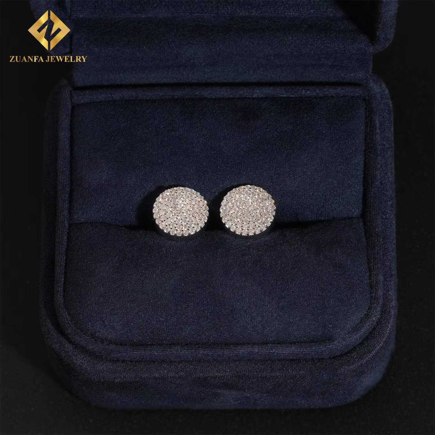 Fully Iced Out Stud Earring Cluster Moissanite Diamond Hip Hop Fashion Stud Earring 925 Sterling Silver Jewelry VVS Moissanite