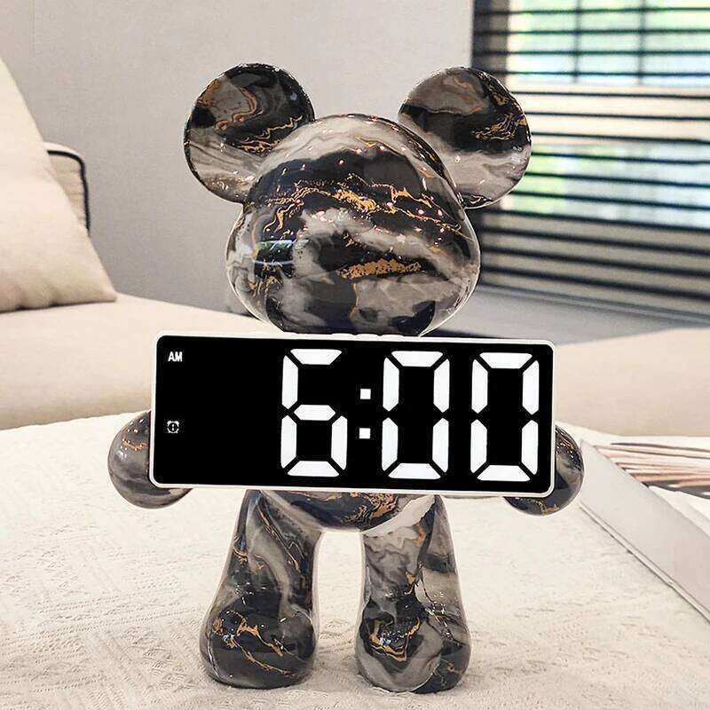 Digital Desk Bear Desktop LED Nordic Electronic Table Clock Display Luxury Clocks Bedroom Aesthetic Decoration Room Gift W260130