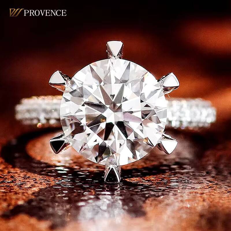 Gift Luxury Wedding Rings Big Size Main Stone French Pave Three Rows Diamonds Band14Kwhite Gold Moissanite Diamond Ring Women