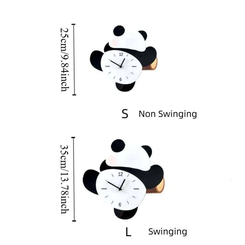 Festival Gifts Cartoon Swinging Wall Silent Wooden Mute Panda Time Accuracy Digital Clock Shops W260130