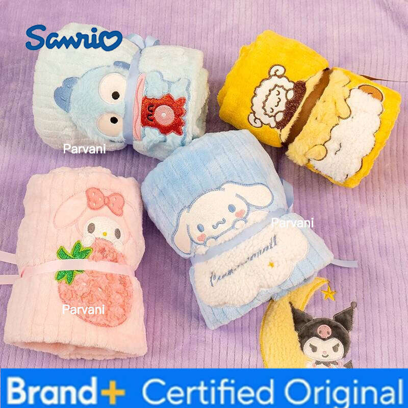 Sanrio Cute Kuromi My Melody Travel Nap Flannel Cinnamoroll Hello Kitty Warm Leg Blanket Bedroom Office Girl Child H260130