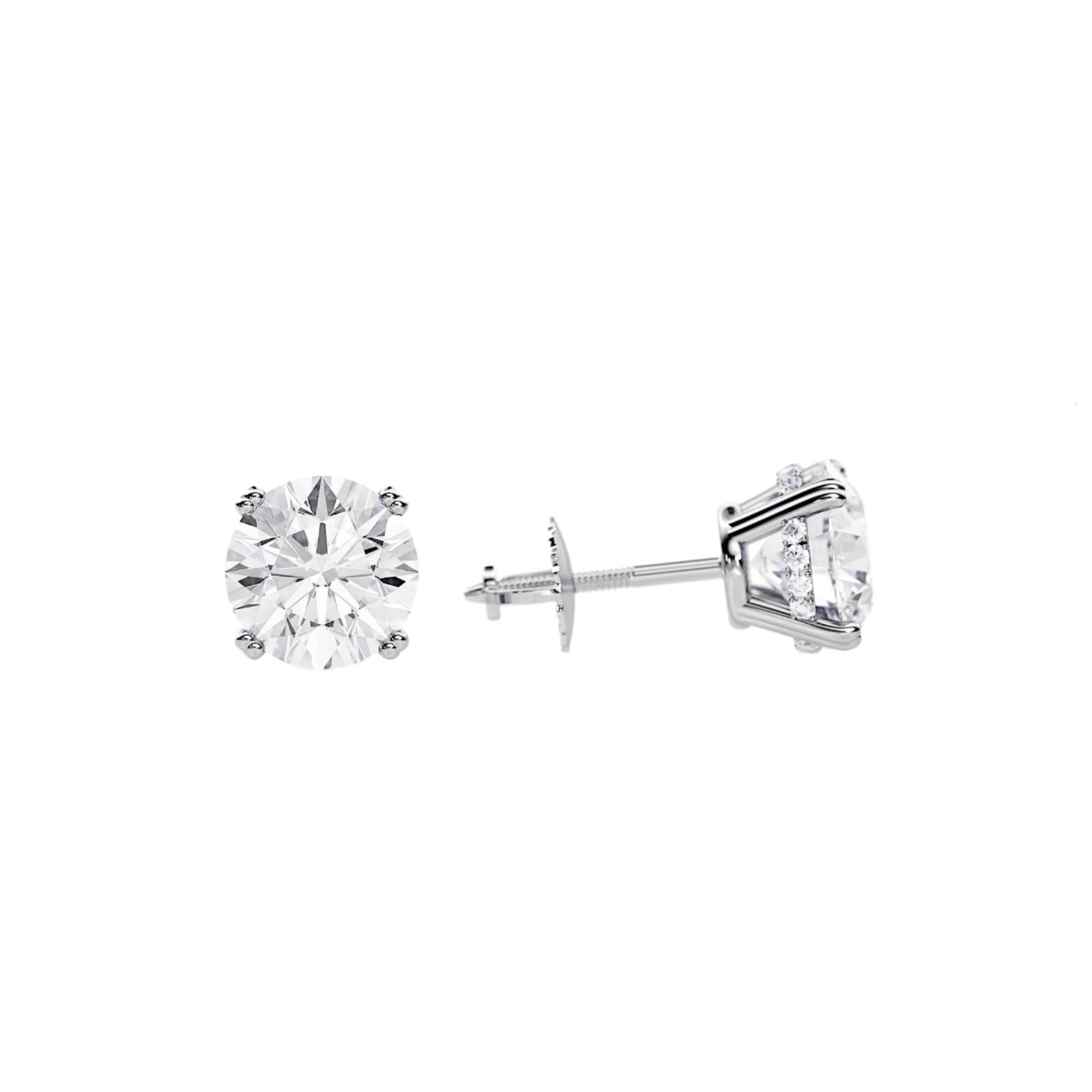 14K Solid Gold Jewelry Earrings 03ct-05ct Lab Grown Diamond Stud Earrings with CVD HPHT Diamonds