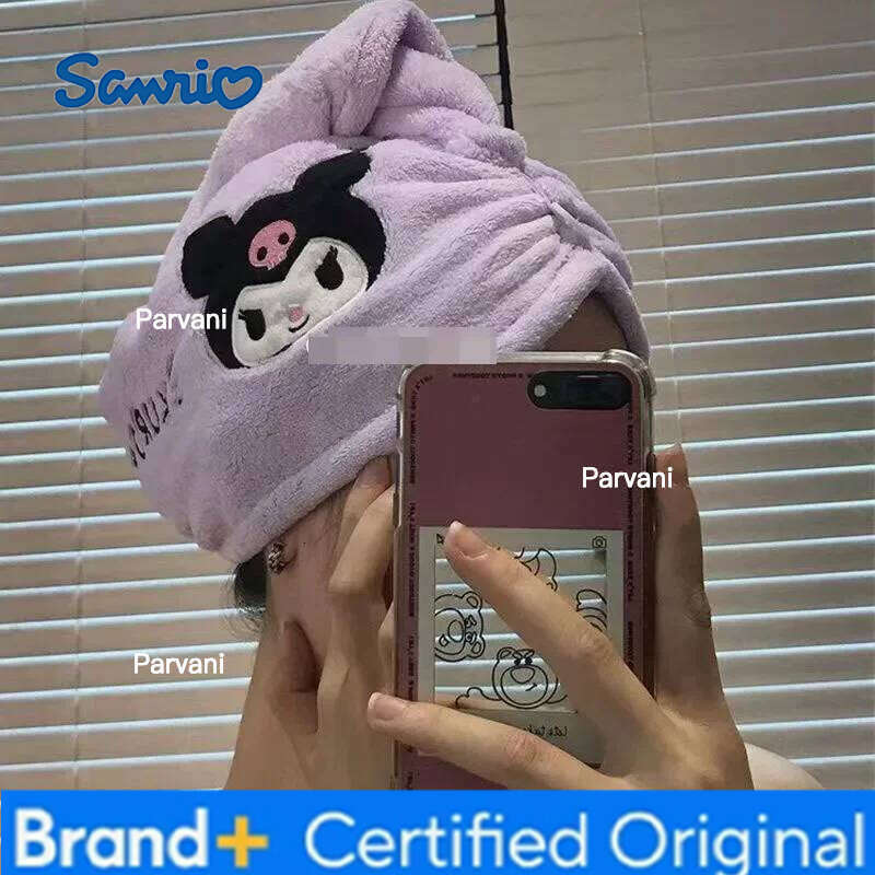 Sanrio Dry Hair Anime Cinnamonroll Melody Bath Hat Cartoon Kawaii Superabsorbent Home Bathroom Towel Girls Cute Gifts H260130