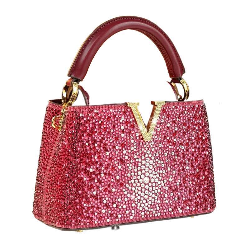 Luxury Fashion Diamonds Women's Handbags New V Letter Small Shoulder Crossbody Bag Genuine Leather Messenger Shell Bags