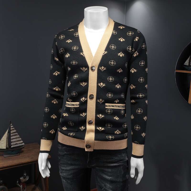 Autumn Winter New Men's Cardigan Fashion Knitted Button Wool Youth Sweater Men