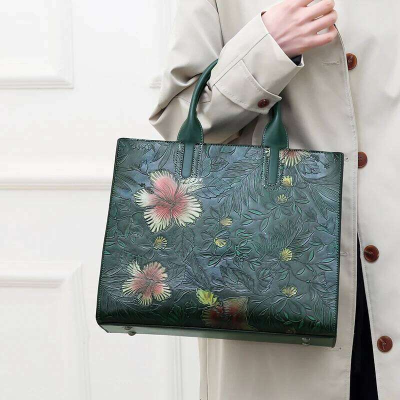 High Quality Handbag Women Designer Shoulder Large Capacity Office Pocket Embossed Diagonal Cross Official Document Bag KABAHEBINGJUE