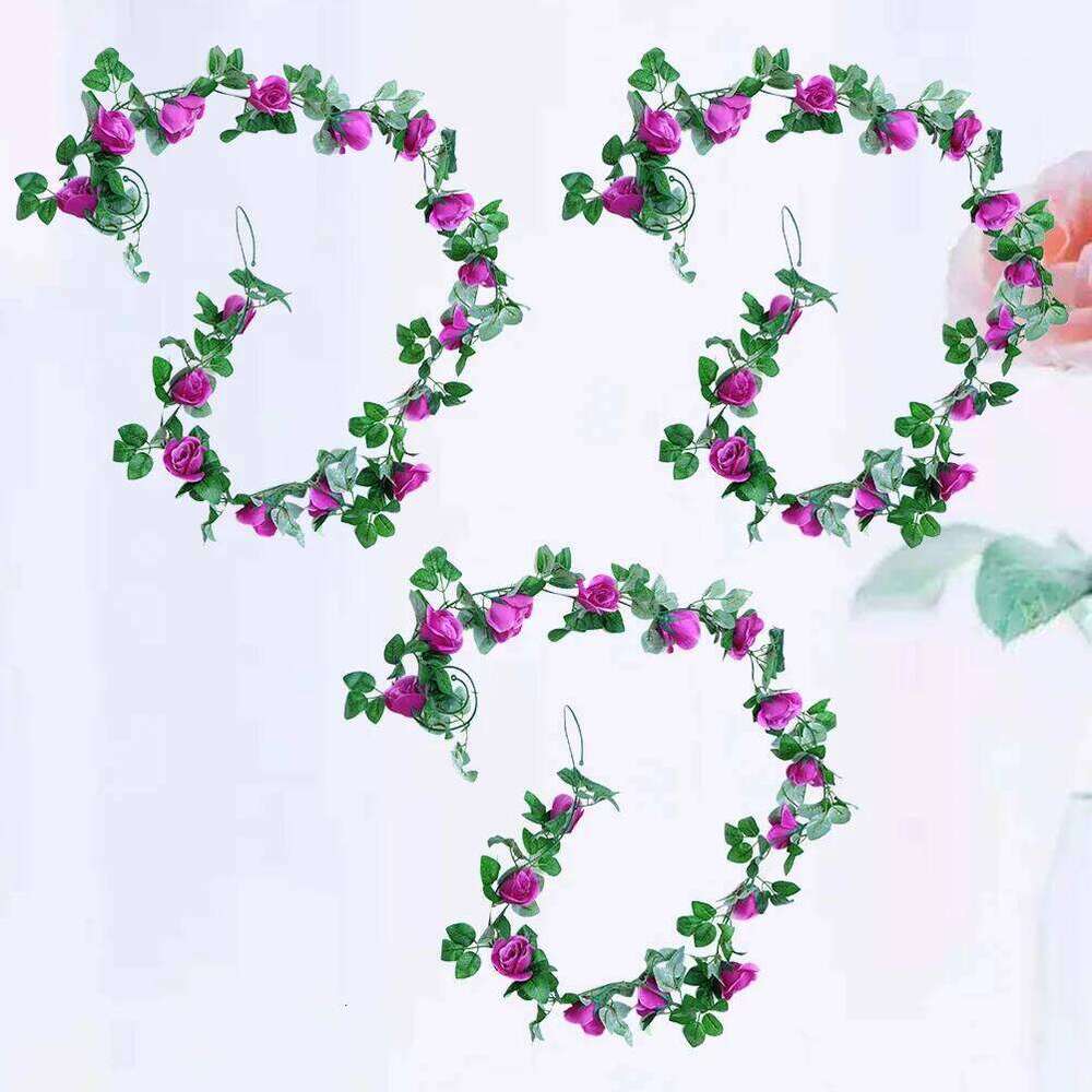 3pcs 2.2M Artificial Rose Vine Simulation Flower For Wedding Party Decoration Purple Wall Hanging Ornament Rattan W260130