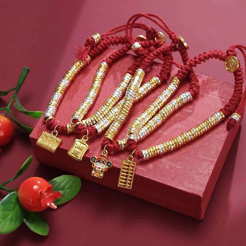 2026 Lucky Red Rope Bracelet Chinese Style Zodiac Horse Braided Hand Chain Women Fashion Jewelry Xmas New Year Gift