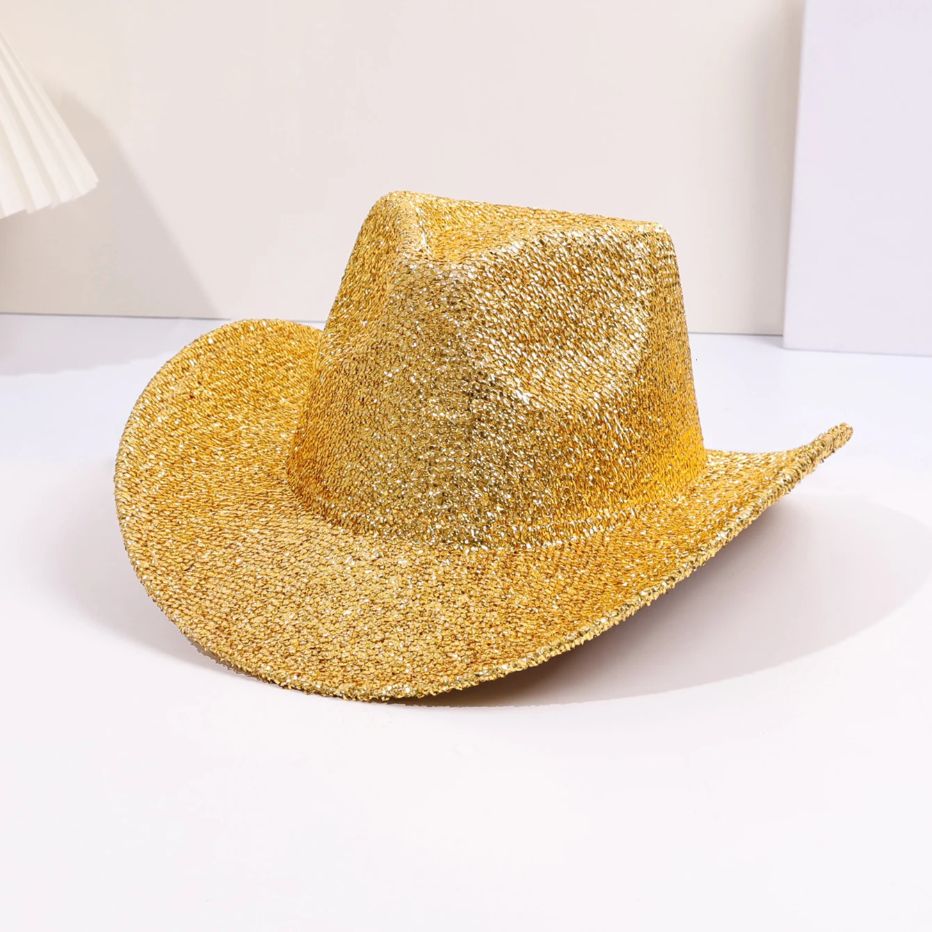 Golden Cowboy Hat Cool Flash Western Jazz Hat Outdoor Carnival Party Top Hat 260120