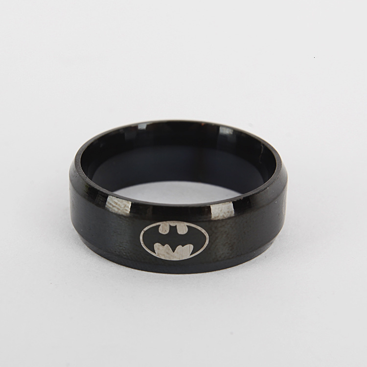 Black Batman Trendy Jewelry Stainless Steel Ring Factory Wholesale Street Vendor Supply